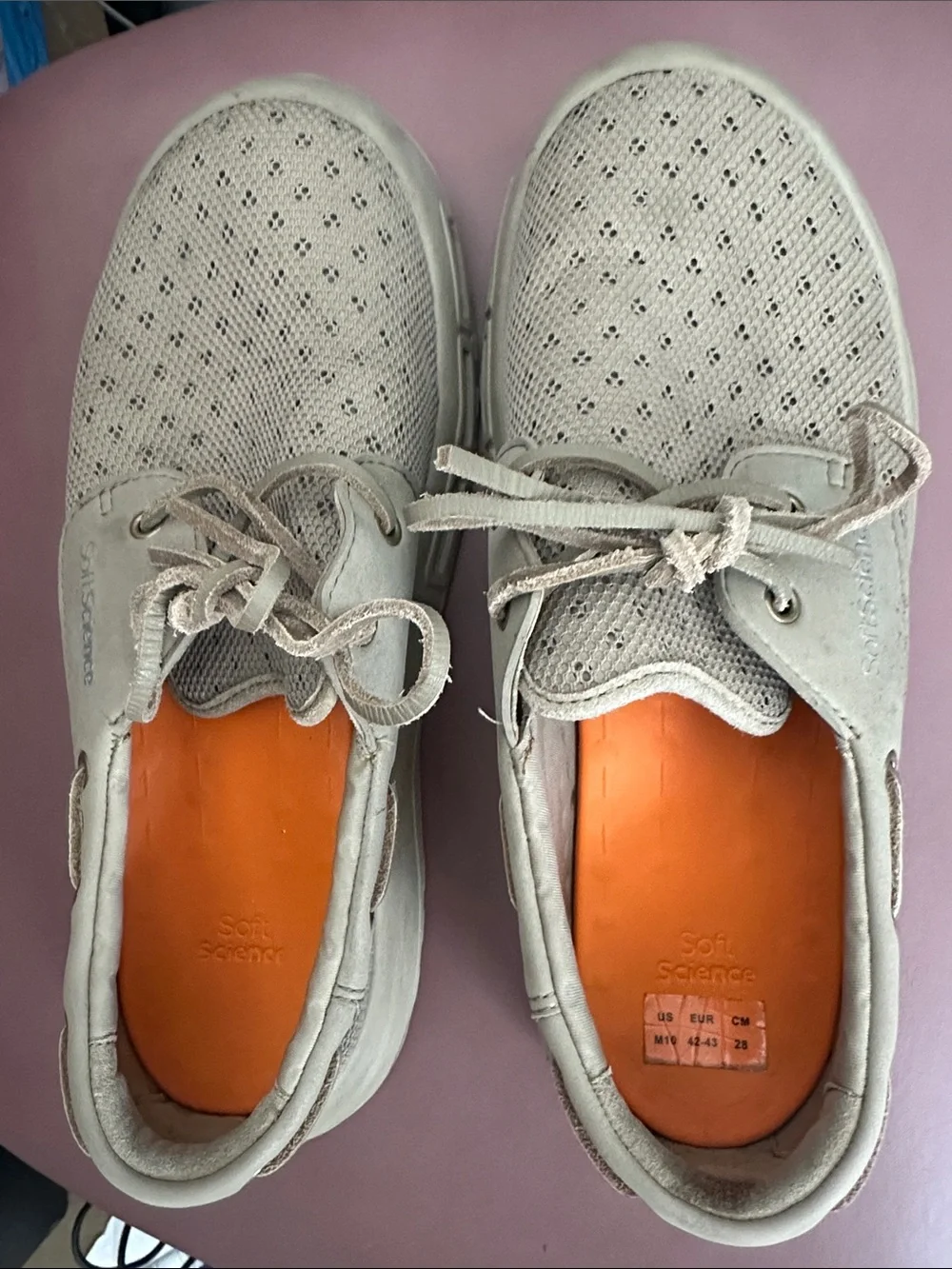 Men's Perforated Boat Shoes in Light Beige M-10, EUR 42-43